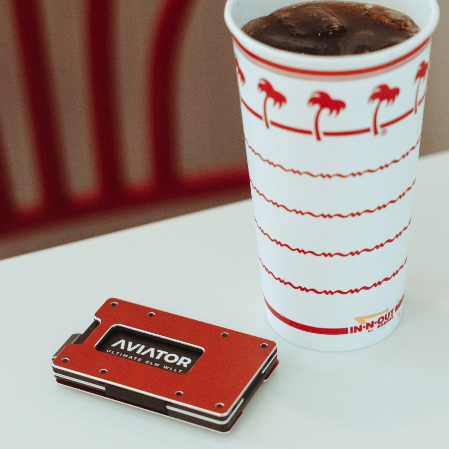 Aviator Slide Aluminum Wallet - Imola Red