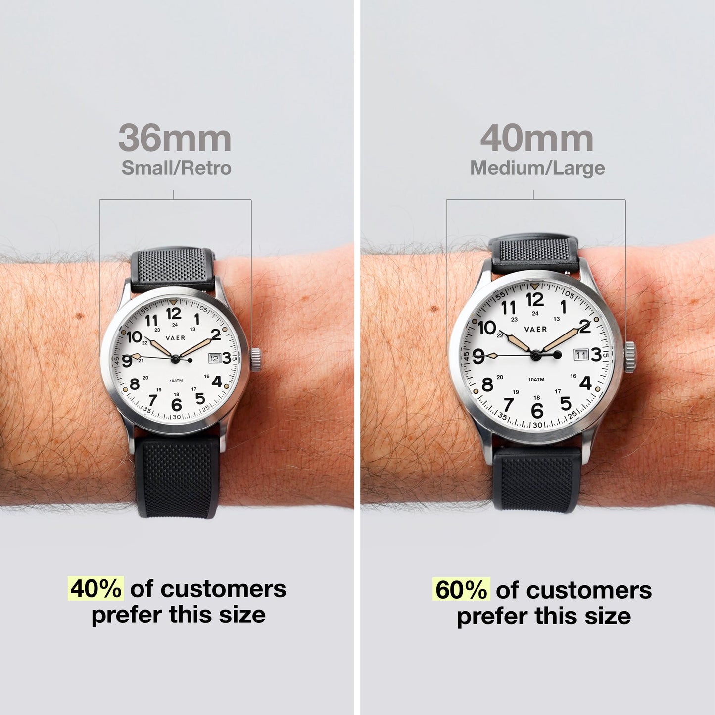 Vaer Watches S3 Calendar Field White - 36mm Quartz