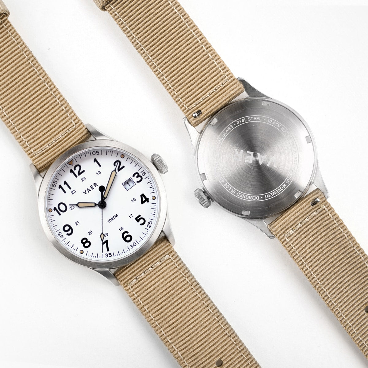 Vaer Watches S3 Calendar Field White - 36mm Quartz