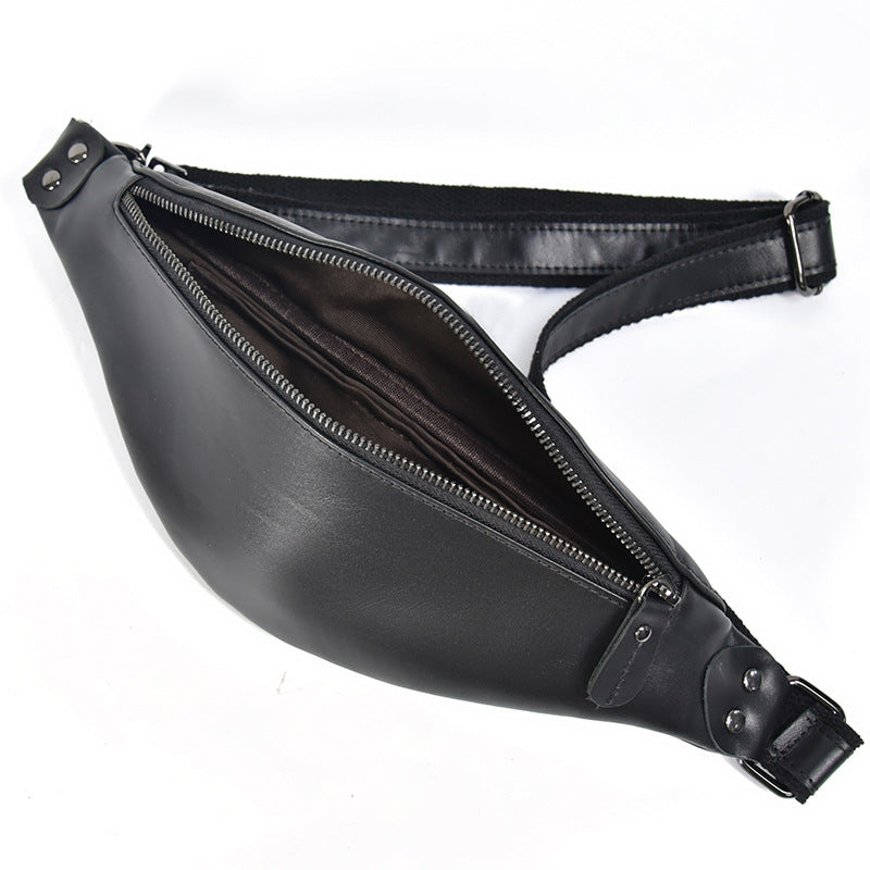 Steel Horse Leather Sigrid Smooth Black Leather Waist Bag | Smooth Black Leather Fanny Pack