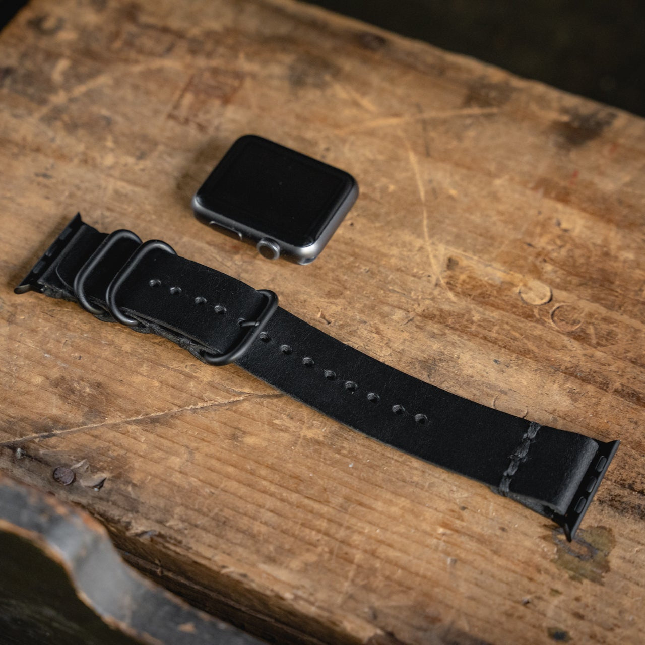Craft and Lore Apple Watch Leather Strap Black