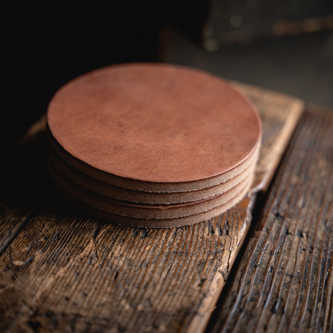 Round Leather Coaster Set