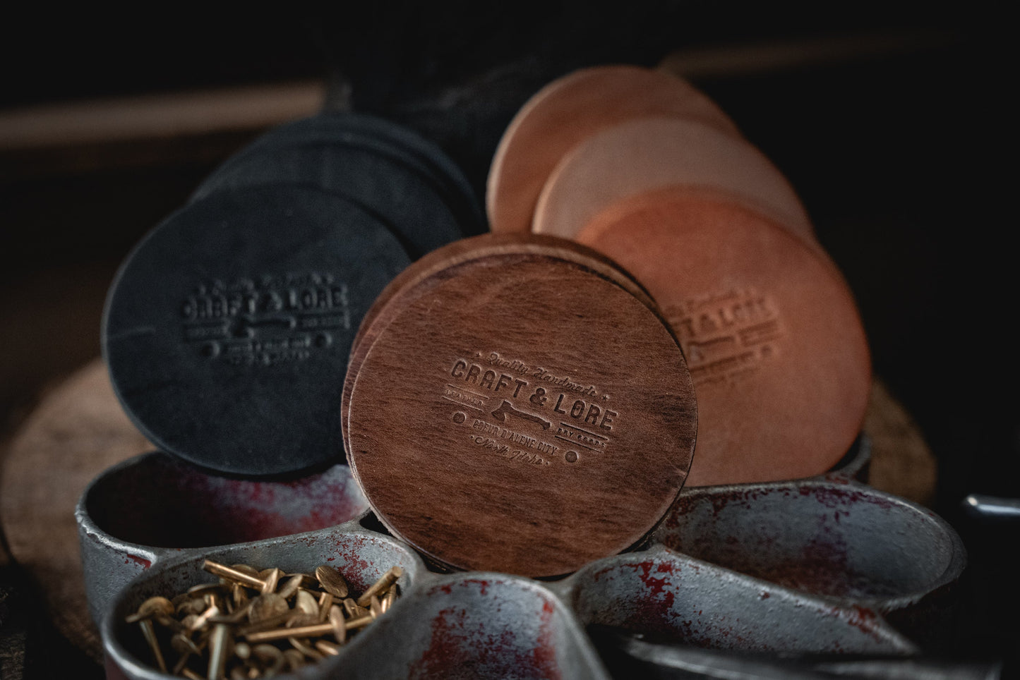 Round Leather Coaster Set