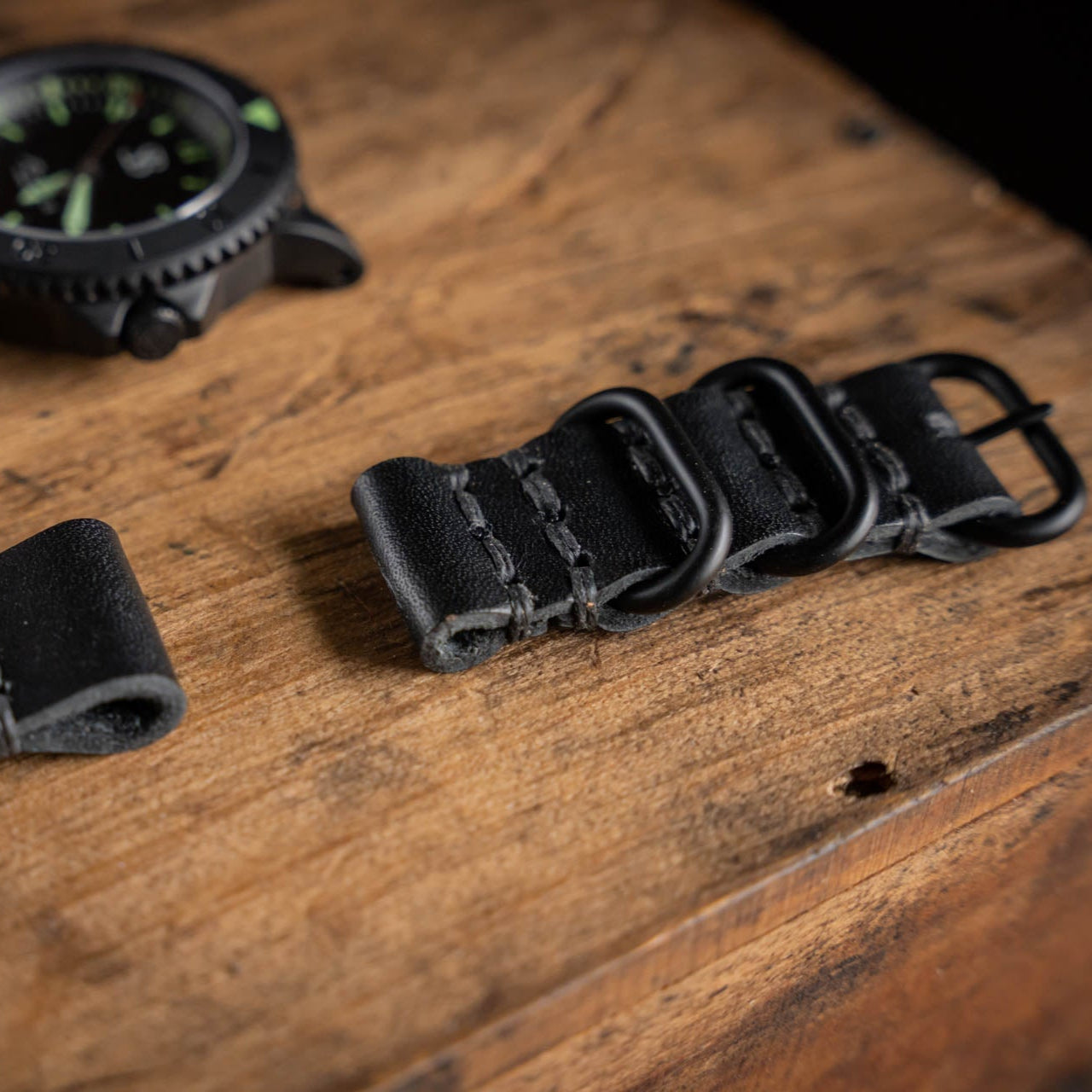 Leather Watch Strap Black