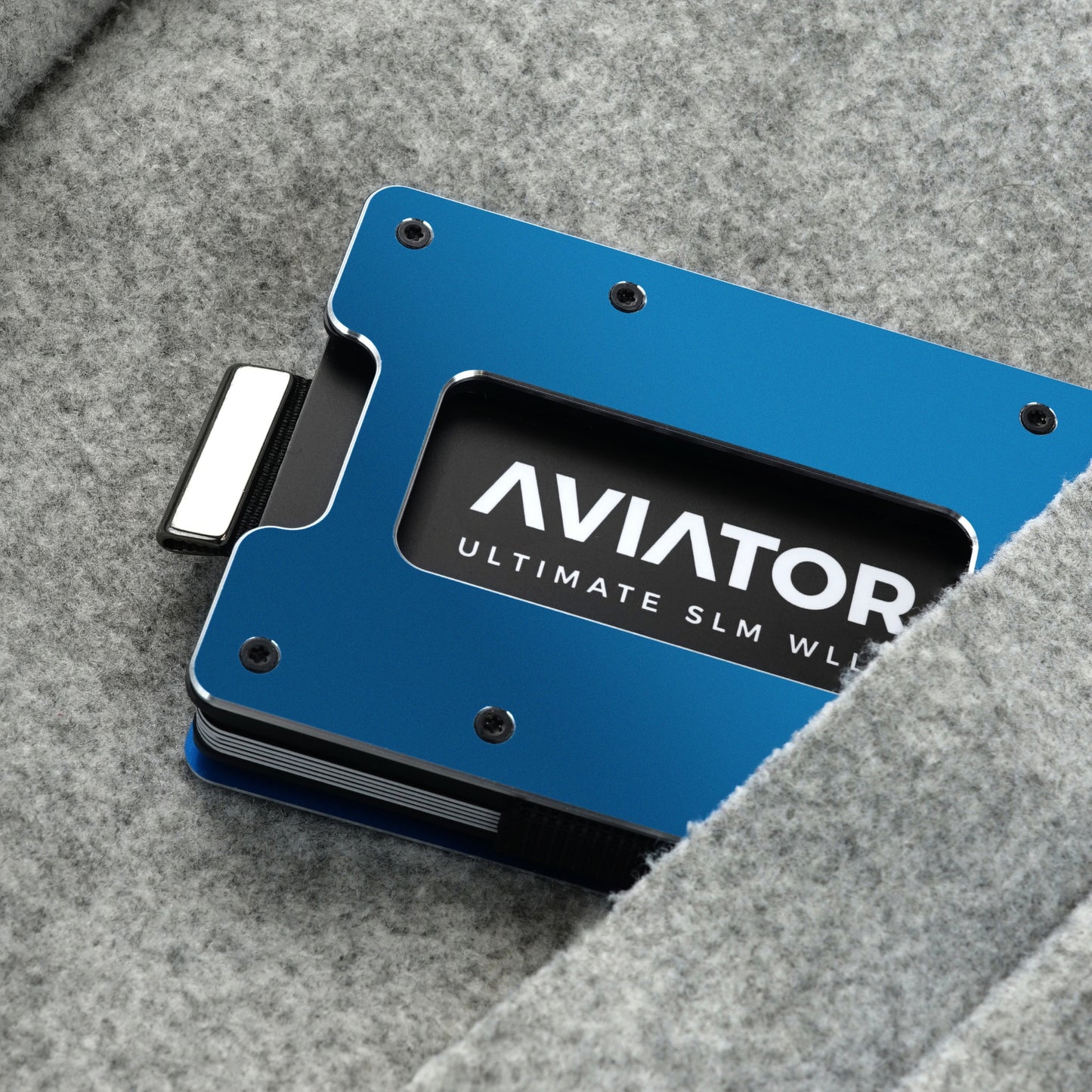 Aviator Slide Aluminum Wallet - Galactic Blue
