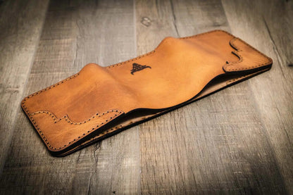 Bull Sheath Leather Western Trifold Wallet - Saddle Tan