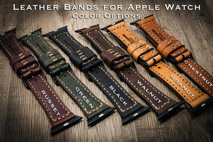 Bull Sheath Leather Apple Watch Leather Band - Chestnut Brown
