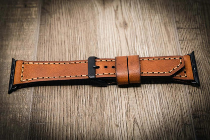 Bull Sheath Leather Apple Watch Leather Band - Chestnut Brown