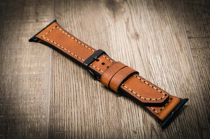 Bull Sheath Leather Apple Watch Leather Band - Chestnut Brown
