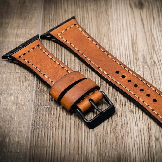 Bull Sheath Leather Apple Watch Leather Band - Chestnut Brown
