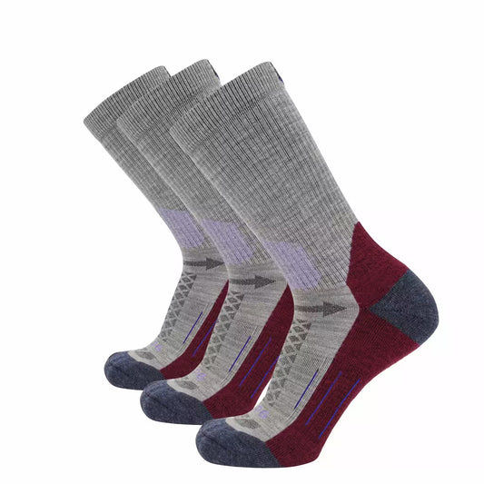 GRIP6 3 Pack Berry - Hike Crew Midweight Merino Wool Sock