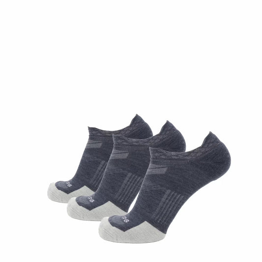 GRIP6 3 Pack Denim - Run No Show Runweight Merino Wool Sock