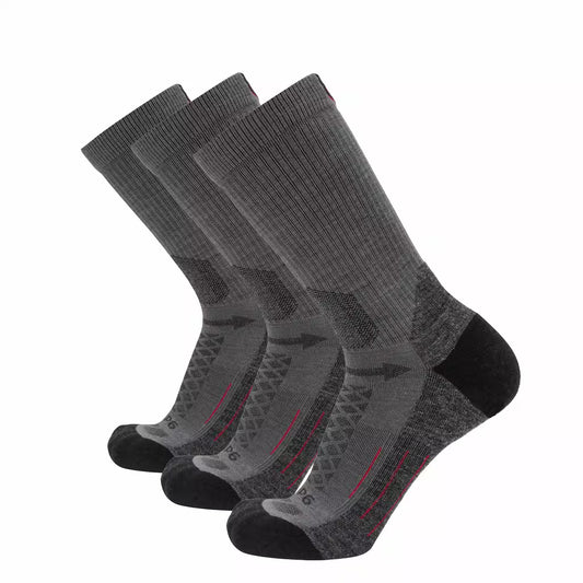 GRIP6 3 Pack Graphite - Hike Crew Midweight Merino Wool Sock