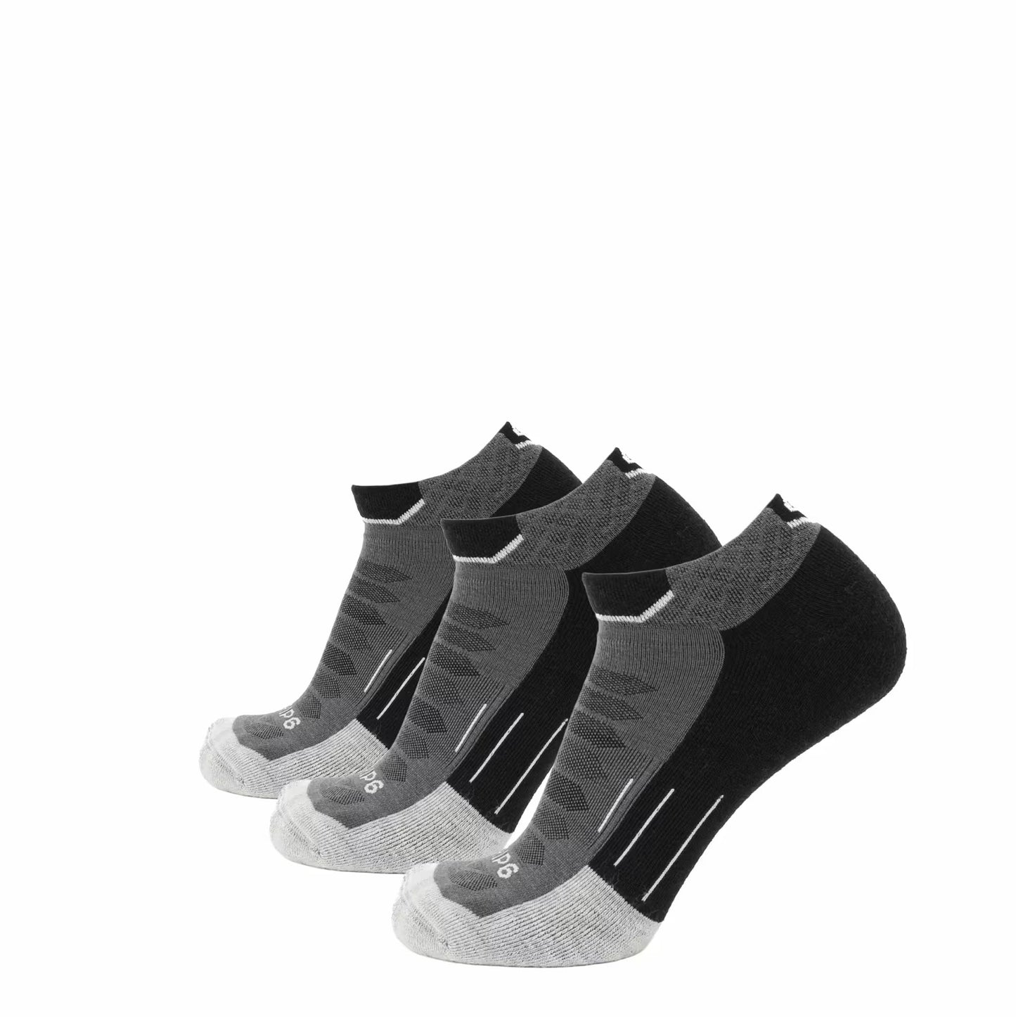 GRIP6 3 Pack Obsidian - Run Ankle Midweight Merino Wool Sock