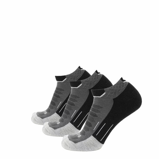 GRIP6 3 Pack Obsidian - Run Ankle Midweight Merino Wool Sock