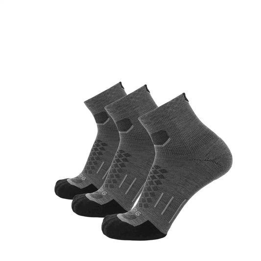 GRIP6 3 Pack Tarmac - Run 1/4 Crew Runweight Merino Wool Sock
