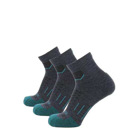 GRIP6 3 Pack Wave - Run 1/4 Crew Runweight Merino Wool Sock