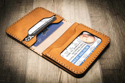 Bull Sheath Leather Minimalist Badge Wallet - Saddle Tan