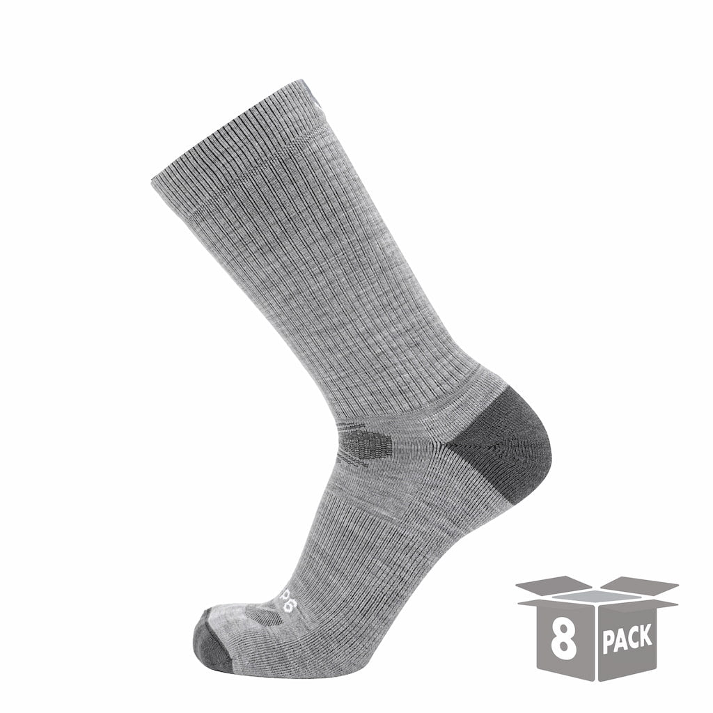 GRIP6 8 Pairs Ash - Casual Crew Midweight Merino Wool Sock