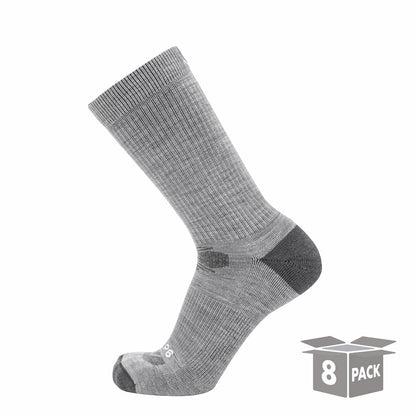 GRIP6 8 Pairs Ash - Casual Crew Midweight Merino Wool Sock
