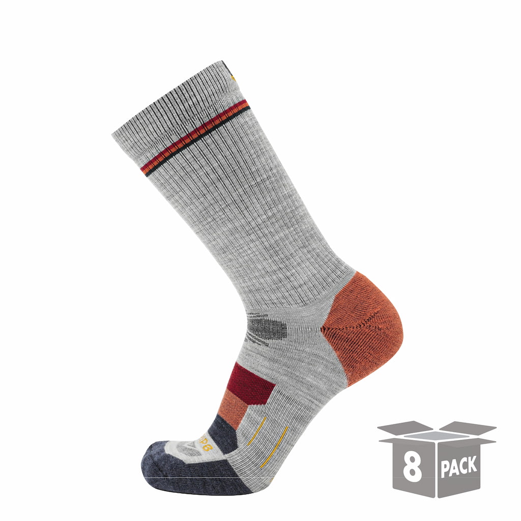GRIP6 8 Pairs Campfire - Hike Crew Lightweight Merino Wool Sock