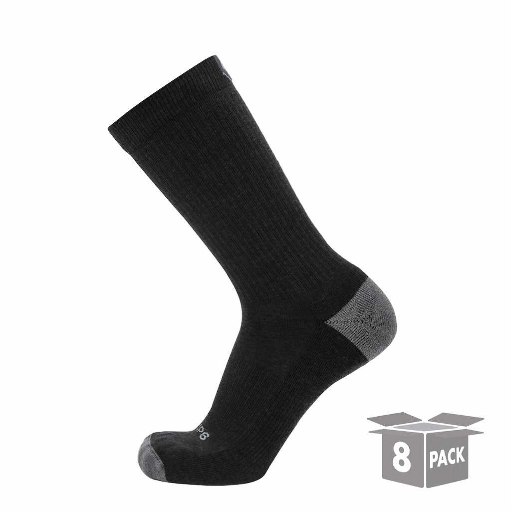 GRIP6 8 Pairs Carbon - Casual Crew Midweight Merino Wool Sock