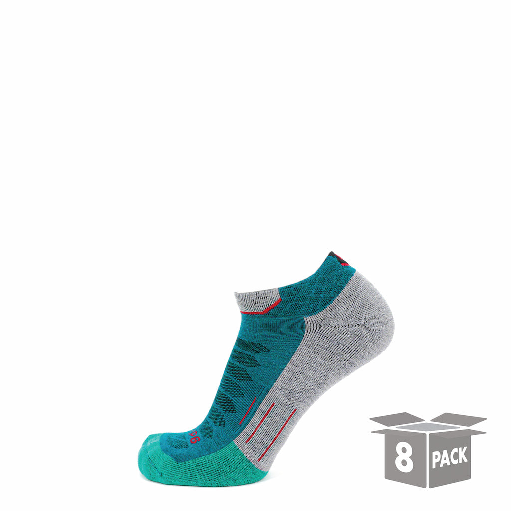 GRIP6 8 Pairs Emerald - Run Ankle Midweight Merino Wool Sock