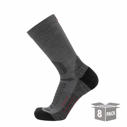 GRIP6 8 Pairs Graphite - Hike Crew Midweight Merino Wool Sock