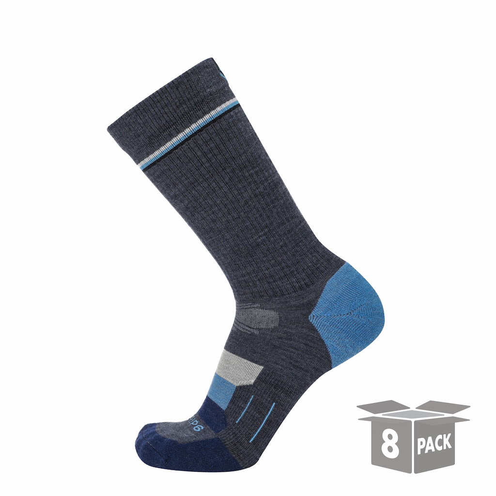 GRIP6 8 Pairs Lake - Hike Crew Lightweight Merino Wool Sock