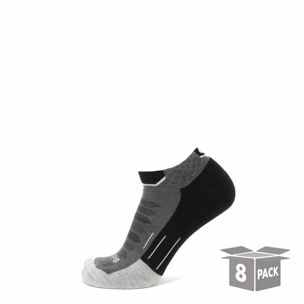 GRIP6 8 Pairs Obsidian - Run Ankle Midweight Merino Wool Sock