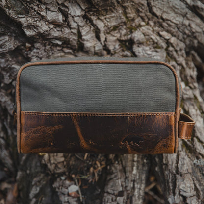 Kodiak Leather Canvas Dopp Bag