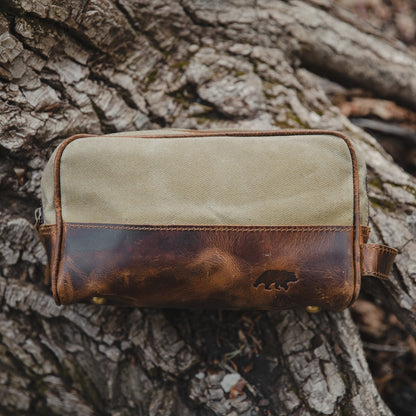 Kodiak Leather Canvas Dopp Bag