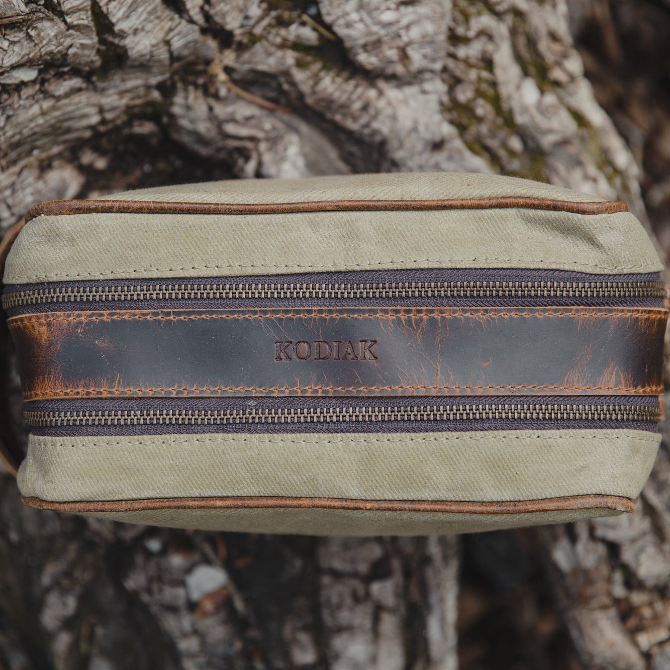 Kodiak Leather Canvas Dopp Bag