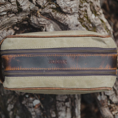 Kodiak Leather Canvas Dopp Bag