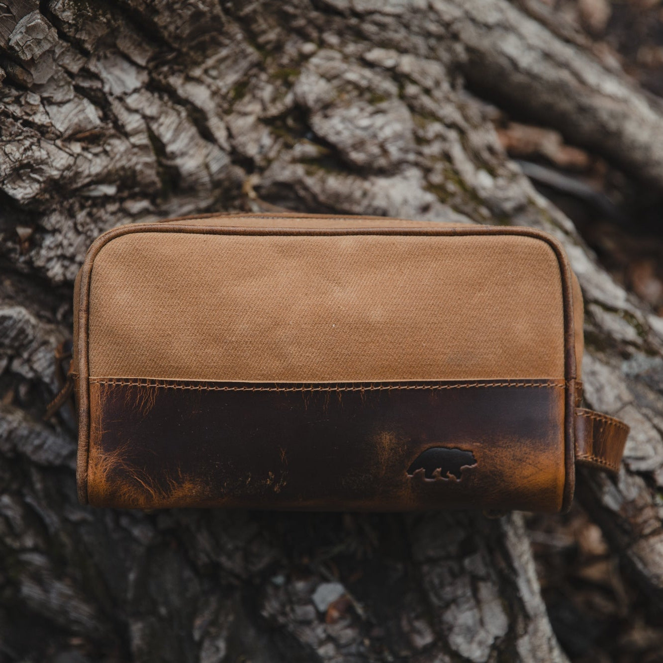 Kodiak Leather Canvas Dopp Bag