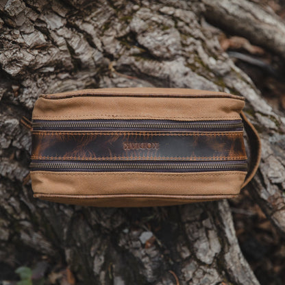 Kodiak Leather Canvas Dopp Bag