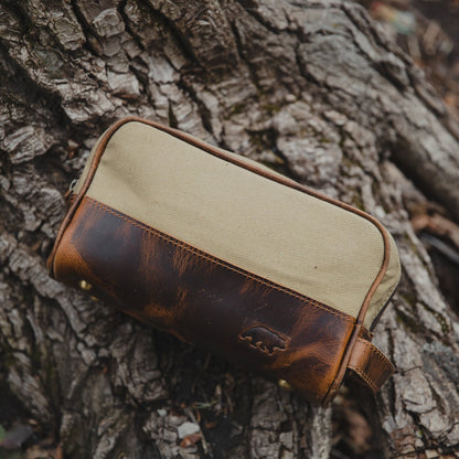 Kodiak Leather Canvas Dopp Bag