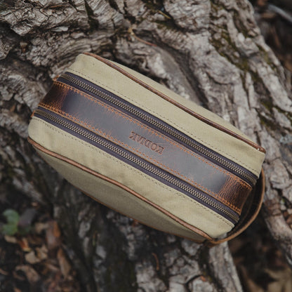 Kodiak Leather Canvas Dopp Bag