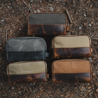 Kodiak Leather Canvas Dopp Bag