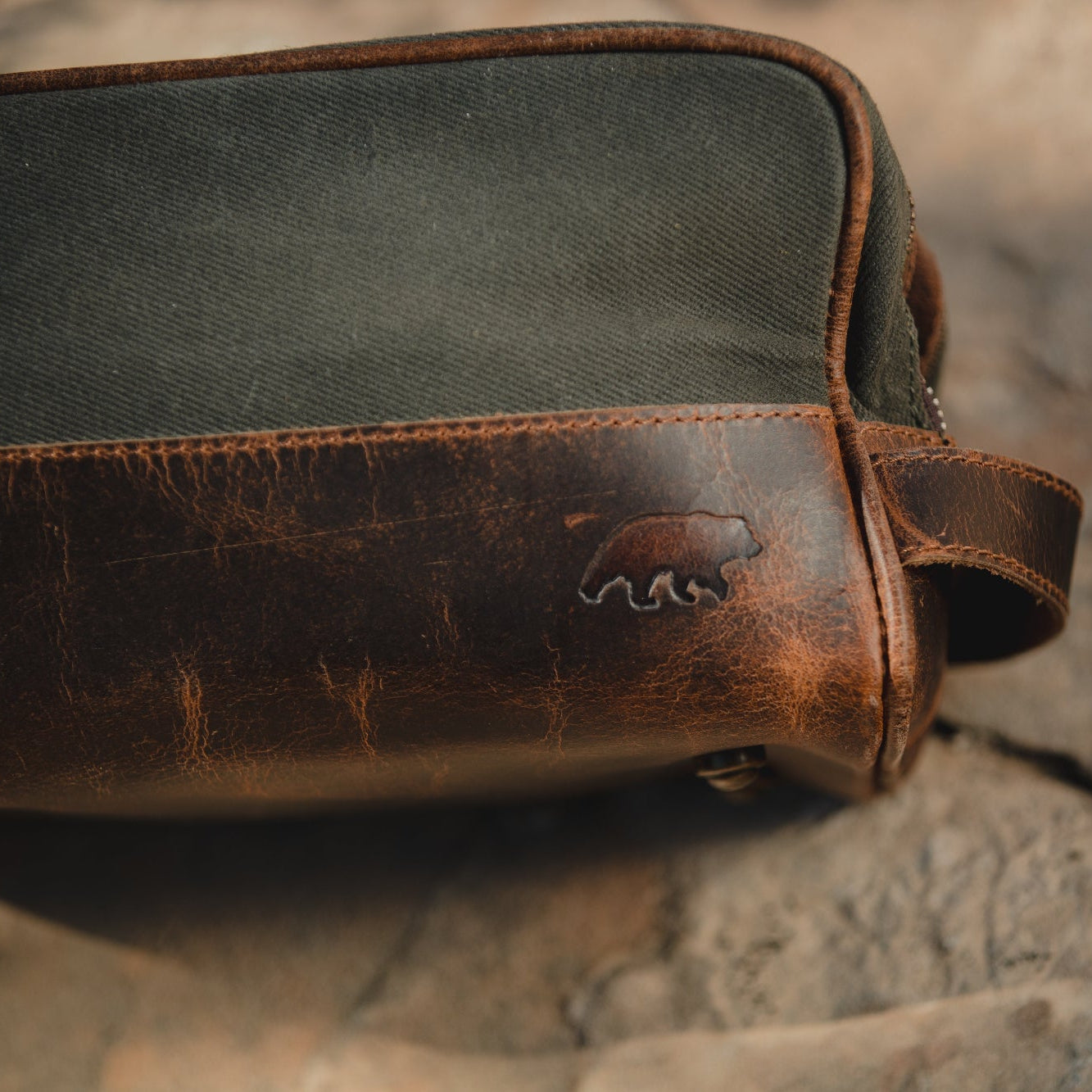 Kodiak Leather Canvas Dopp Bag