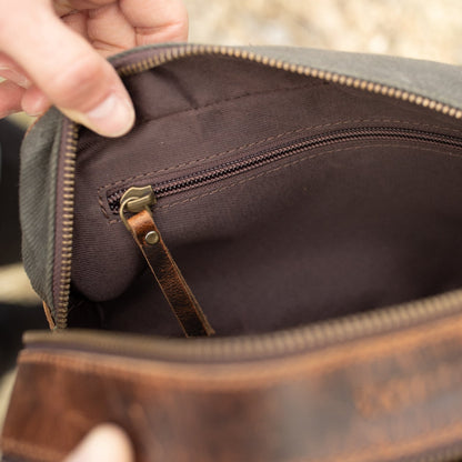 Kodiak Leather Canvas Dopp Bag