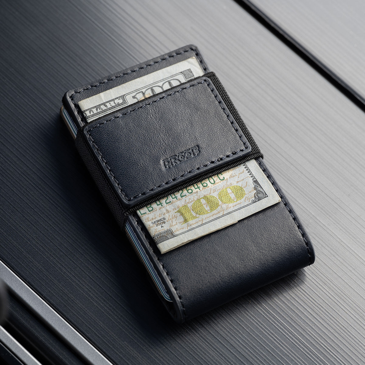 PROOF Wallet | The Admiral | Midnight Blue Full Grain Leather & Antique Bronze Gunmetal