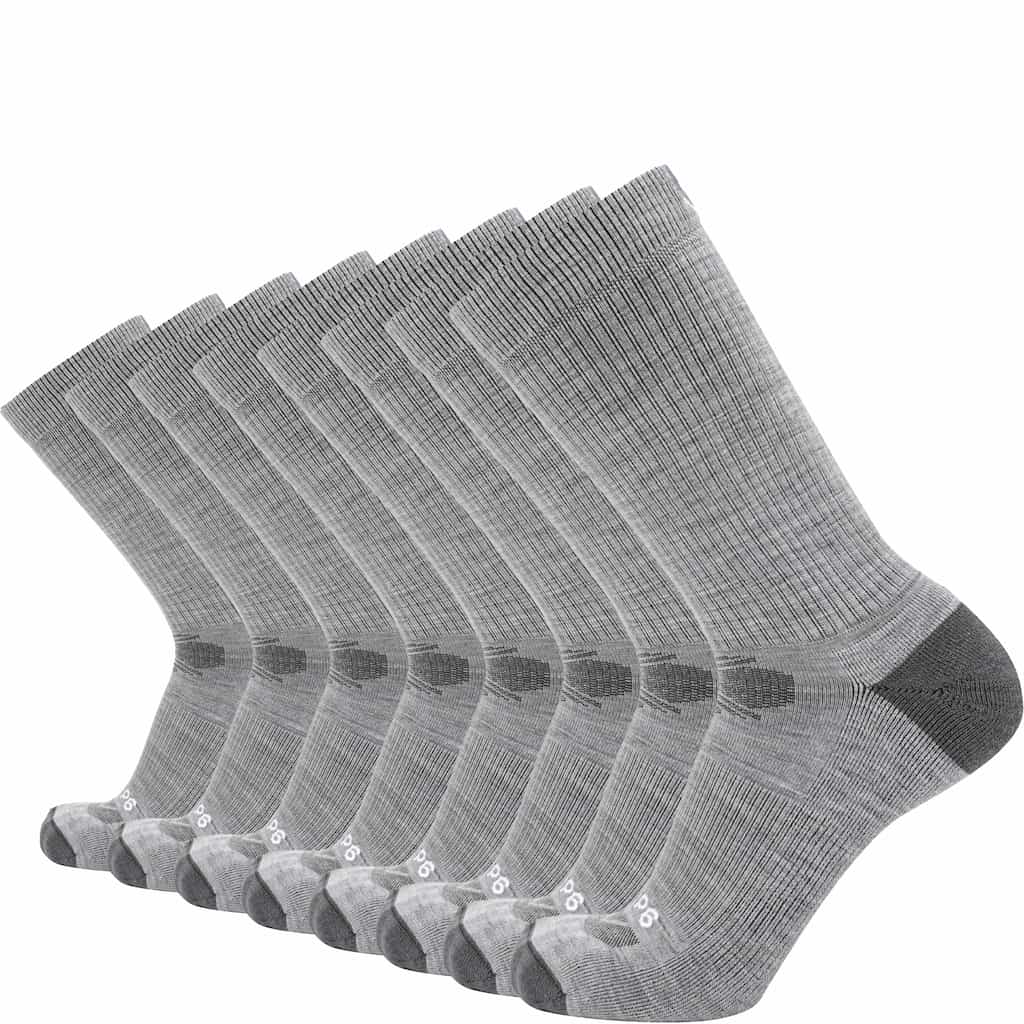 GRIP6 8 Pairs Ash - Casual Crew Midweight Merino Wool Sock
