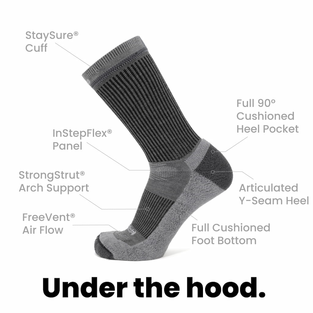 GRIP6 8 Pairs Ash - Casual Crew Midweight Merino Wool Sock