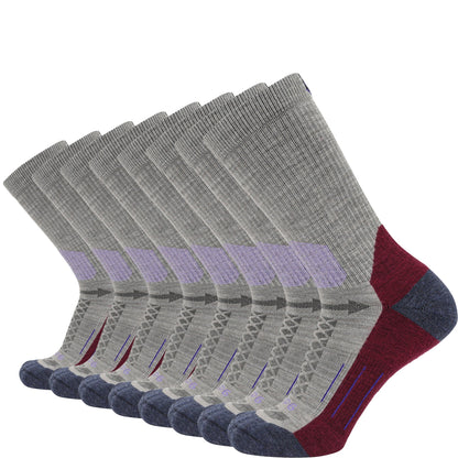 GRIP6 8 Pairs Berry - Hike Crew Midweight Merino Wool Sock