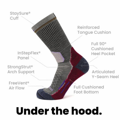 GRIP6 8 Pairs Berry - Hike Crew Midweight Merino Wool Sock