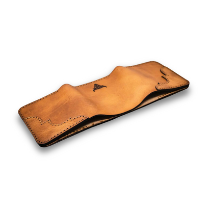 Bull Sheath Leather Western Trifold Wallet - Saddle Tan