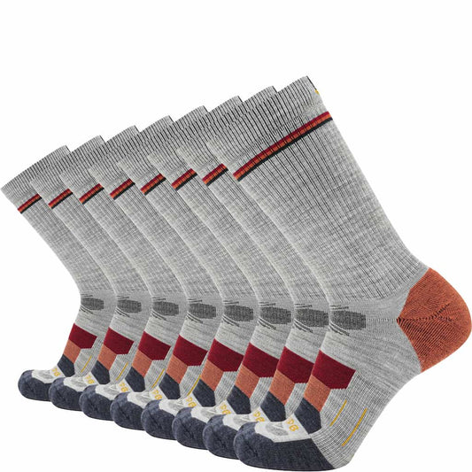 GRIP6 8 Pairs Campfire - Hike Crew Lightweight Merino Wool Sock