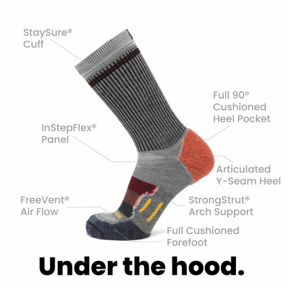 GRIP6  Campfire - Hike Crew Lightweight Merino Wool Sock