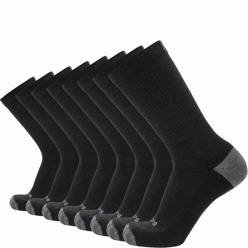 GRIP6 8 Pairs Carbon - Casual Crew Midweight Merino Wool Sock